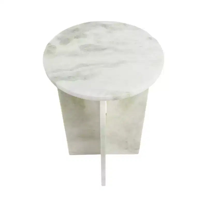 Tavolino rotondo in marmo marrone/verde per 1, tavolino d'appoggio/comodino