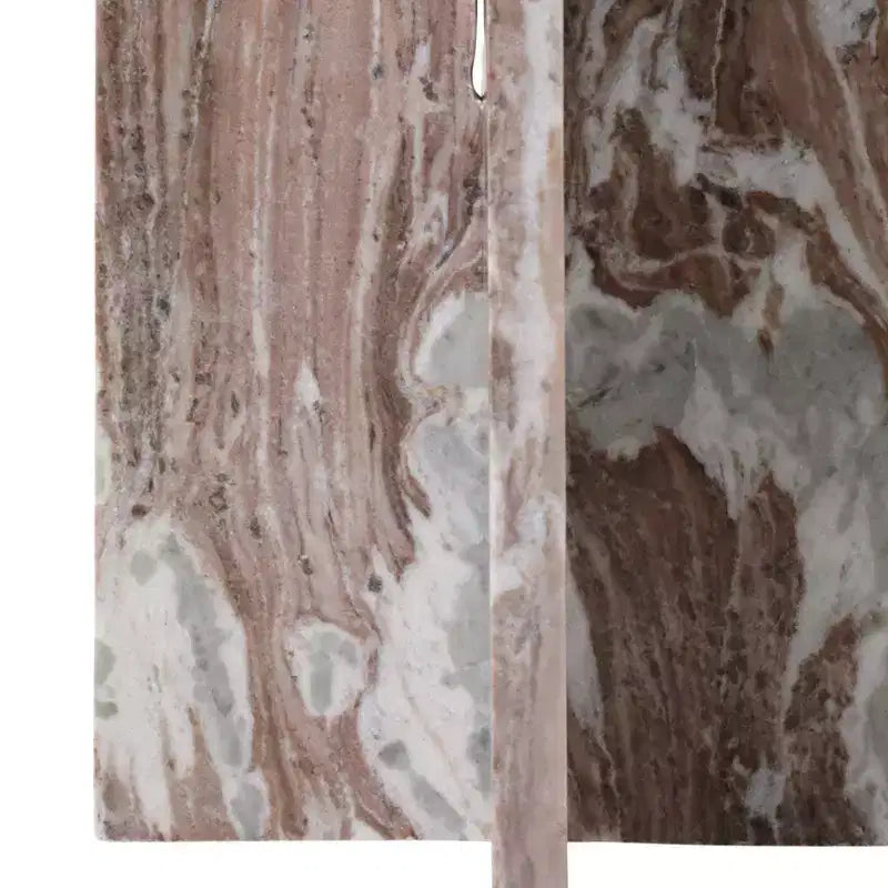 Tavolino rotondo in marmo marrone/verde per 1, tavolino d'appoggio/comodino
