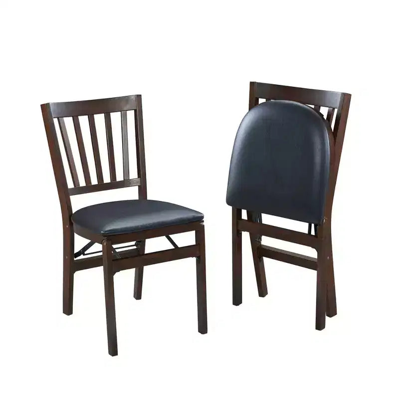 Sedia Pieghevole Marrone Espresso, Schienale a Doghe, Set da 2