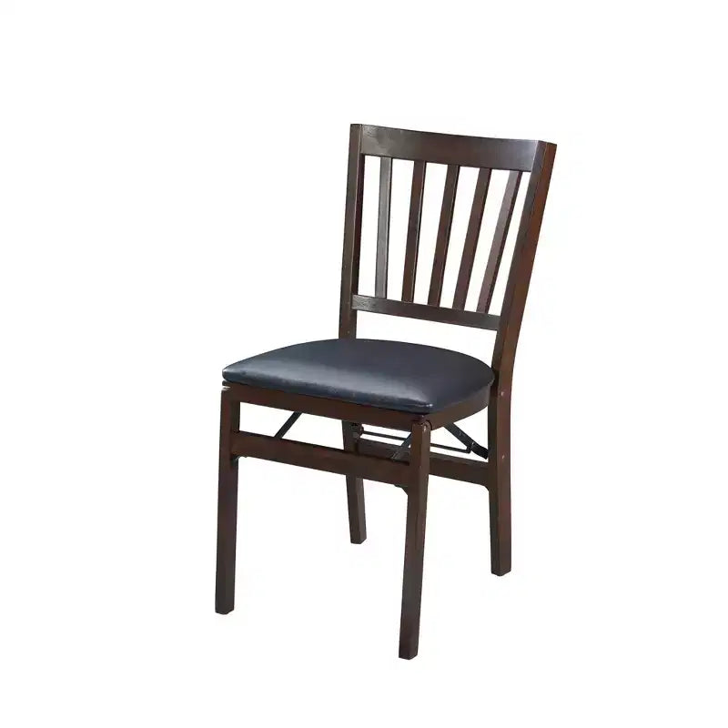 Sedia Pieghevole Marrone Espresso, Schienale a Doghe, Set da 2