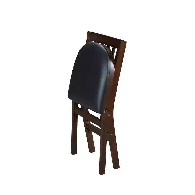 Sedia Pieghevole Marrone Espresso, Schienale a Doghe, Set da 2