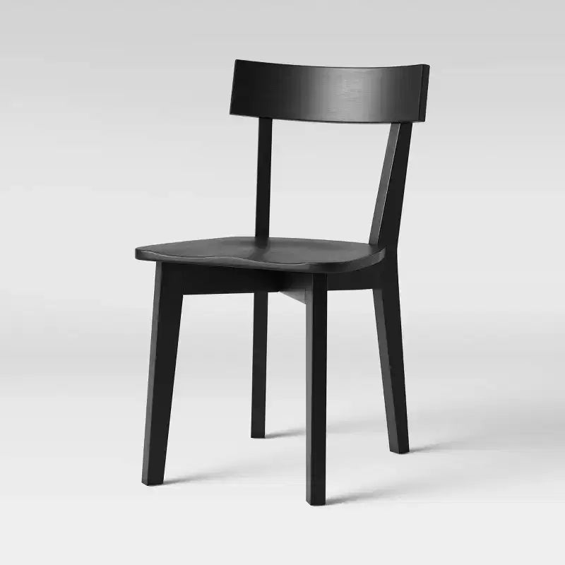 Sedie da pranzo nere senza braccioli, schienale basso, set da 2