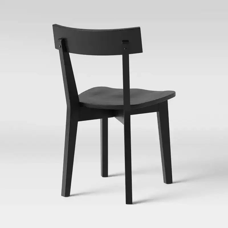 Sedie da pranzo nere senza braccioli, schienale basso, set da 2