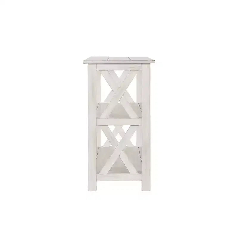 Tavolo da ingresso Off-White a 2 ripiani, stile rustico