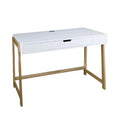 Neorustic Smart Desk with USB Ports White/Natural - Flora Home: Hardwood Construction, Easy Assembly