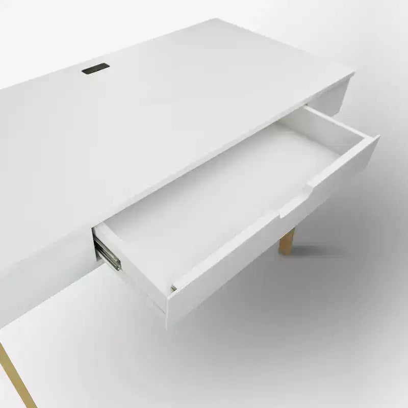 Scrivania Neorustica Bianca/Naturale con Porte USB, Utente Singolo