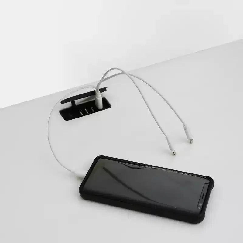 Scrivania Neorustica Bianca/Naturale con Porte USB, Utente Singolo