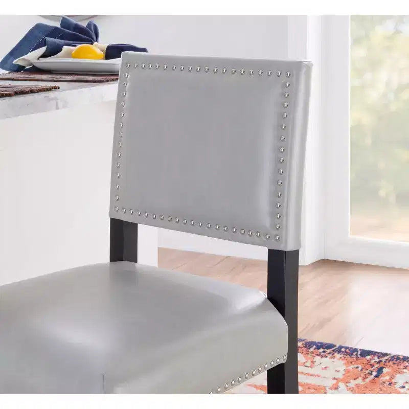 Sgabello da bancone in similpelle grigio / nero / caramello, senza braccioli, 1 posto