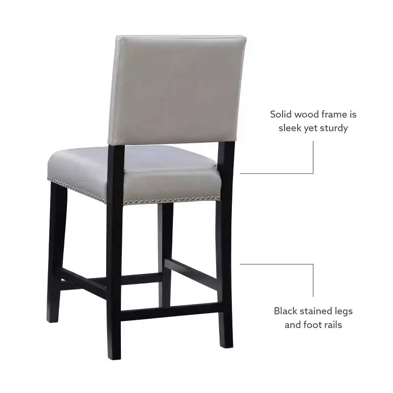 Sgabello da bancone in similpelle grigio / nero / caramello, senza braccioli, 1 posto