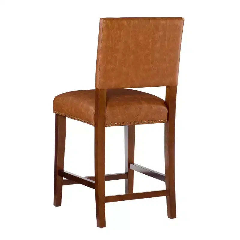 Sgabello da bancone in similpelle grigio / nero / caramello, senza braccioli, 1 posto