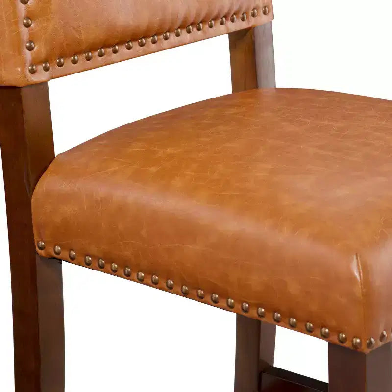 Sgabello da bancone in similpelle grigio / nero / caramello, senza braccioli, 1 posto