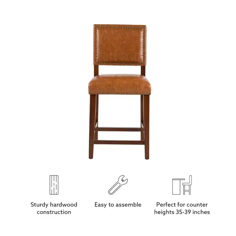 Sgabello da bancone in similpelle grigio / nero / caramello, senza braccioli, 1 posto
