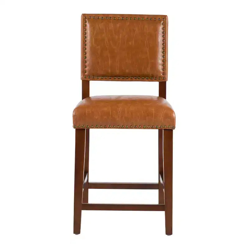 Sgabello da bancone in similpelle grigio / nero / caramello, senza braccioli, 1 posto