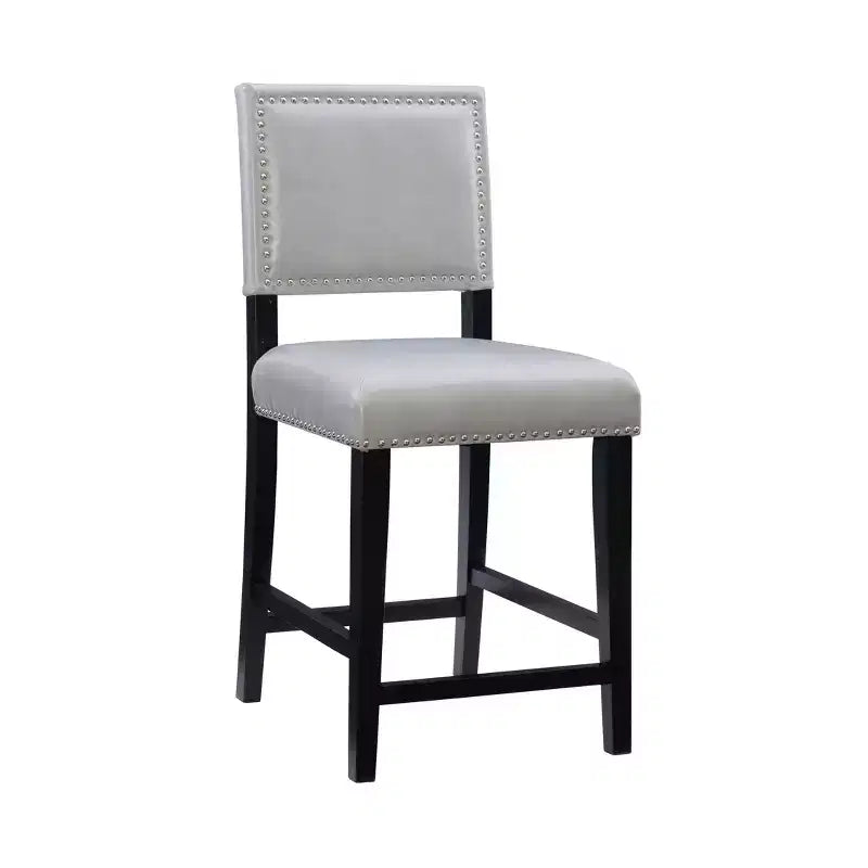 Sgabello da bancone in similpelle grigio / nero / caramello, senza braccioli, 1 posto