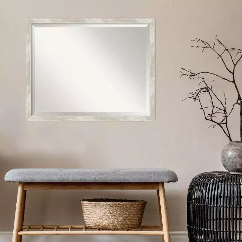 Specchio da parete stretto con cornice effetto screpolato color argento metallizzato, singolo, 2 misure
