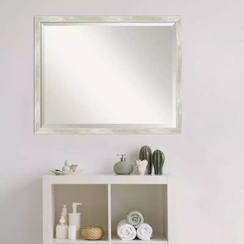 Specchio da parete stretto con cornice effetto screpolato color argento metallizzato, singolo, 2 misure