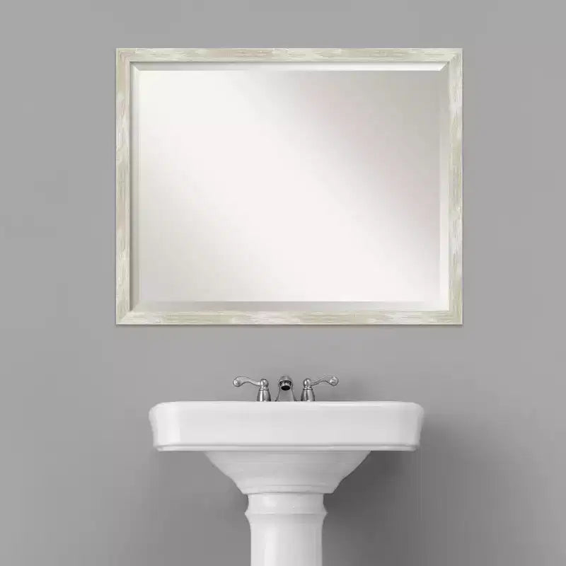 Specchio da parete stretto con cornice effetto screpolato color argento metallizzato, singolo, 2 misure
