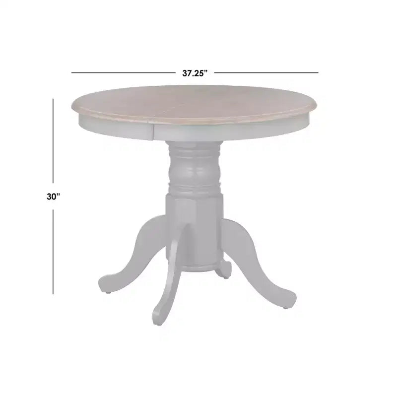 Set tavolo da pranzo allungabile rotondo da fattoria, bianco/naturale e multicolore, 6 posti, 7 pezzi