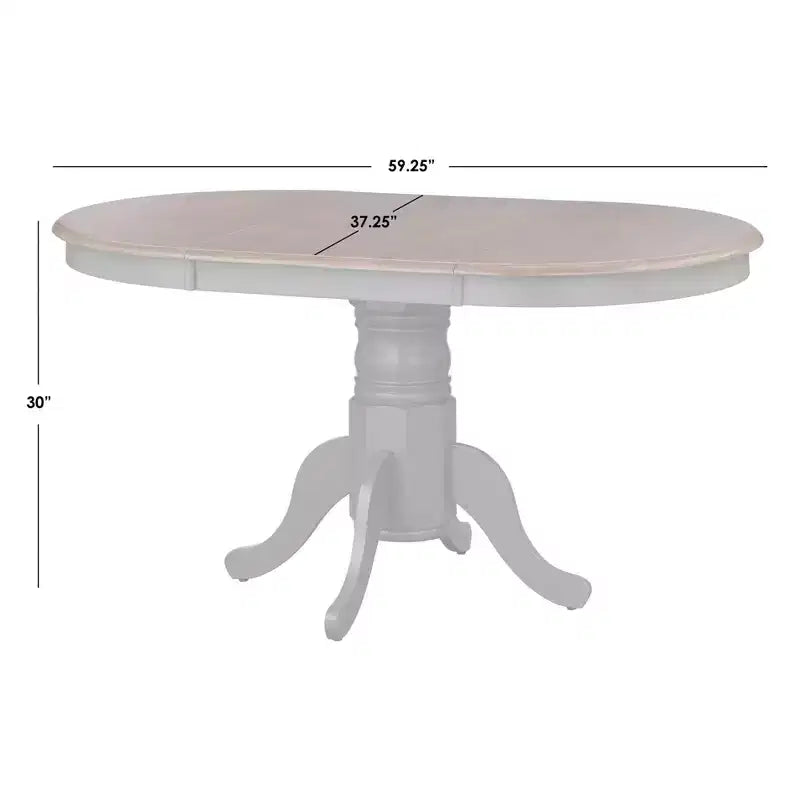 Set tavolo da pranzo allungabile rotondo da fattoria, bianco/naturale e multicolore, 6 posti, 7 pezzi