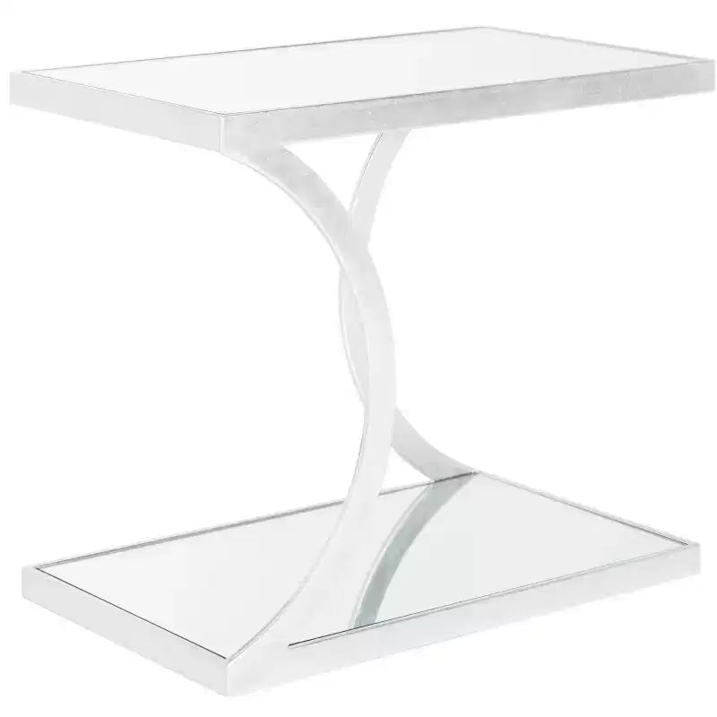 Tavolino d'appoggio rettangolare Oro/Bianco e Argento/Specchio per 1