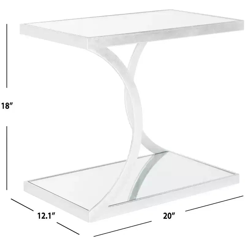 Tavolino d'appoggio rettangolare Oro/Bianco e Argento/Specchio per 1