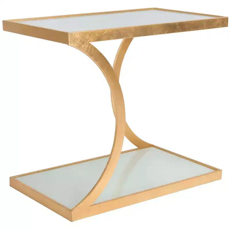 Tavolino d'appoggio rettangolare Oro/Bianco e Argento/Specchio per 1
