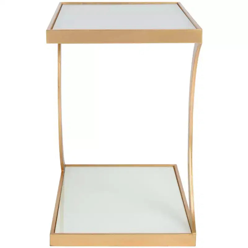 Tavolino d'appoggio rettangolare Oro/Bianco e Argento/Specchio per 1