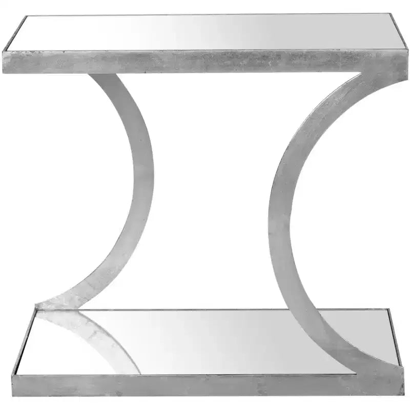 Tavolino d'appoggio rettangolare Oro/Bianco e Argento/Specchio per 1