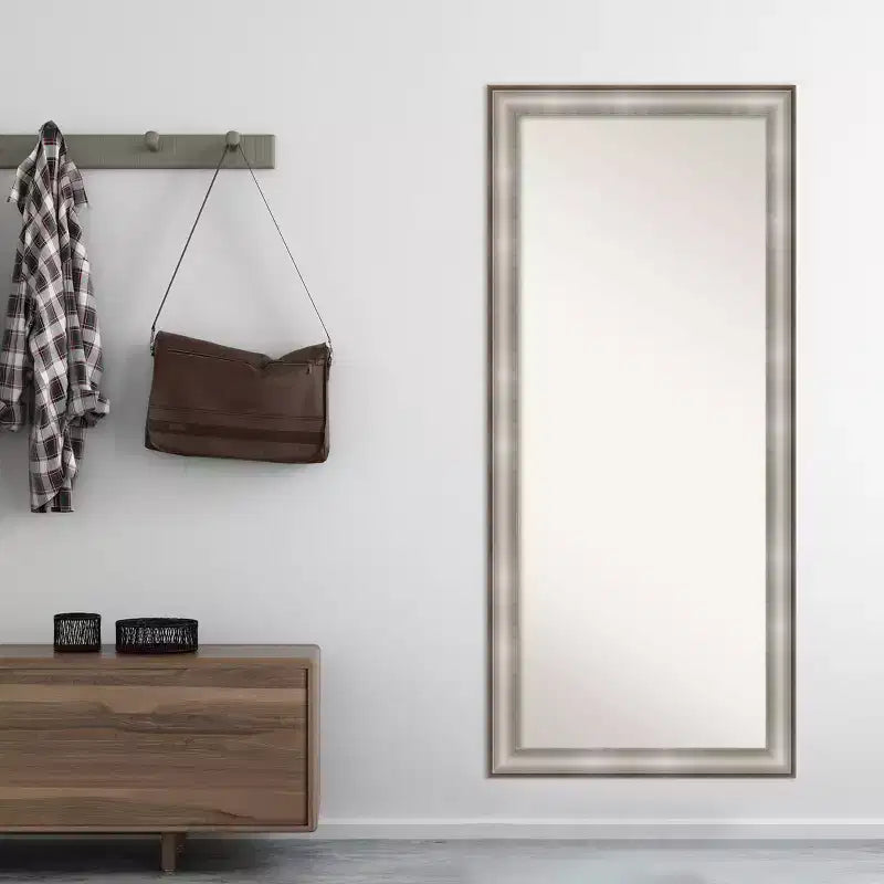 Specchio a figura intera da appoggio, argento/bianco, singolo, cornice in polistirene