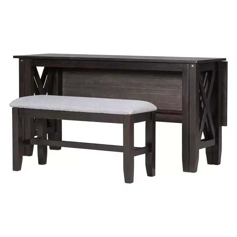 Set da pranzo pieghevole Espresso/Grigio per 6, stile a X, 6 pezzi