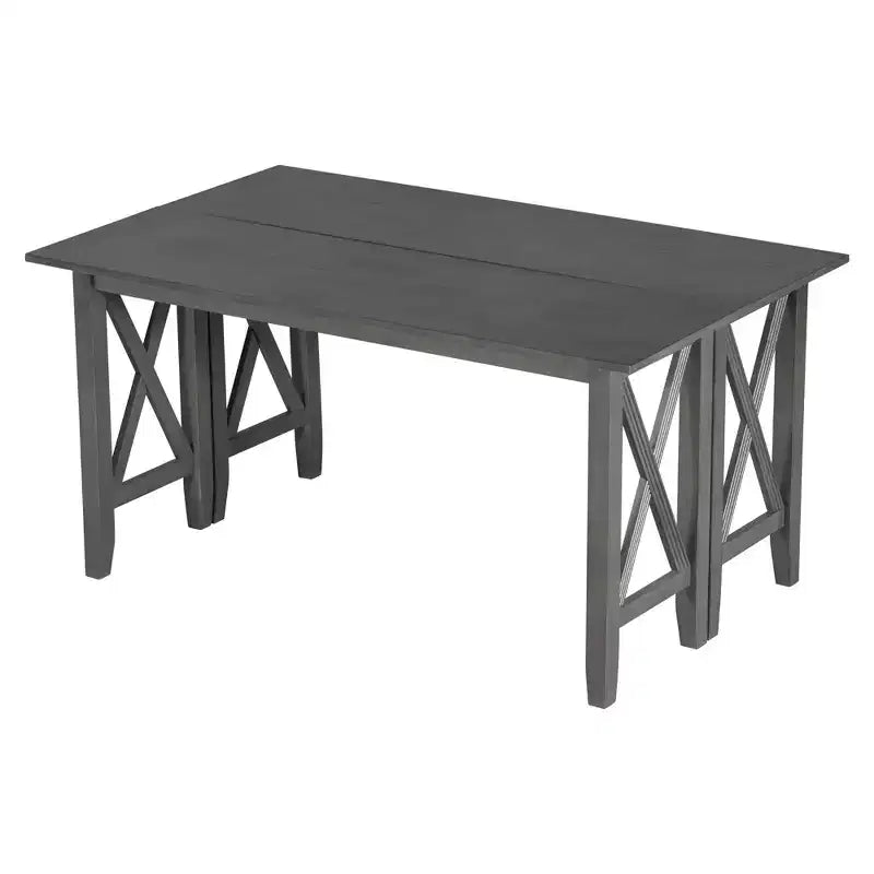 Set da pranzo pieghevole Espresso/Grigio per 6, stile a X, 6 pezzi