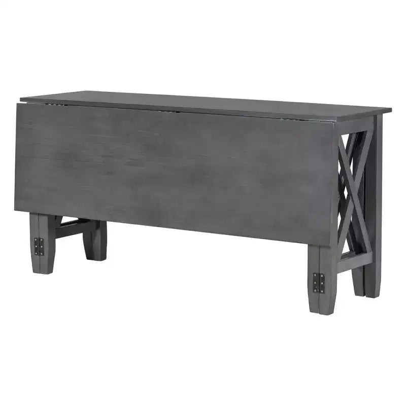 Set da pranzo pieghevole Espresso/Grigio per 6, stile a X, 6 pezzi